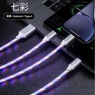 Led發光車載三合一手機數據充電線-白色光