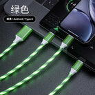 Led發光車載三合一手機數據充電線-綠色光