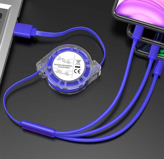 三合一伸縮圓形滑輪12W手機充電線印logo