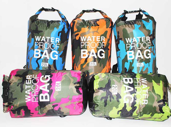 迷彩款戶外雙肩防水桶袋印logo圖案訂制 (企業定制)