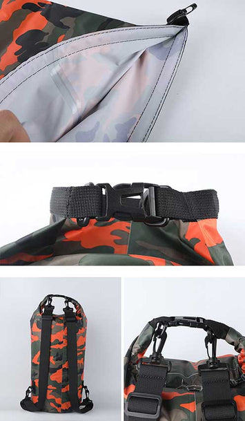 迷彩款戶外雙肩防水桶袋印logo圖案訂制 (企業定制)
