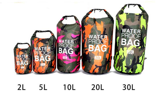 迷彩款戶外雙肩防水桶袋印logo圖案訂制 (企業定制)