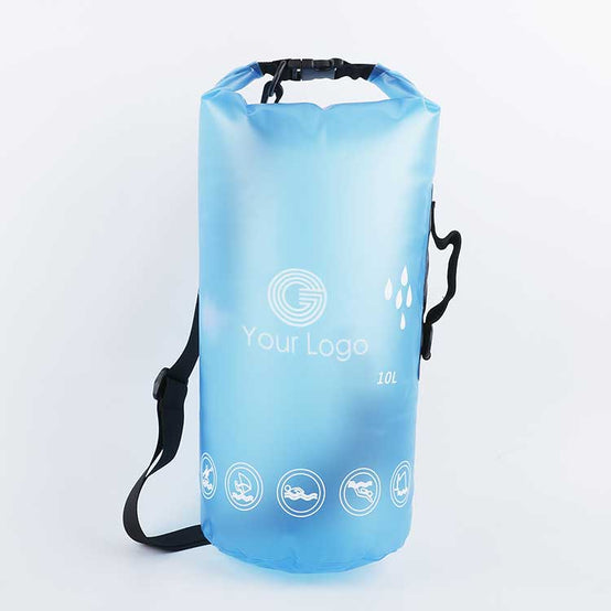 磨砂透明款戶外單肩防水桶袋印logo圖案訂制 (企業定制)