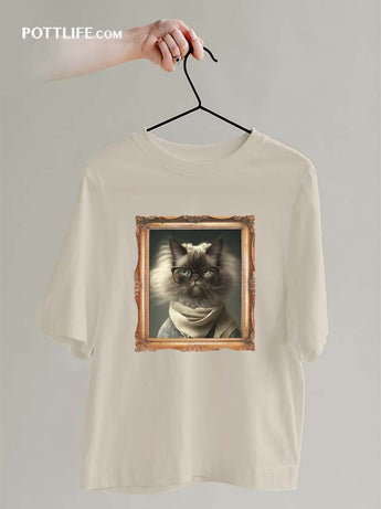 寵物潮流文化本地設計寵物圖案古典貓藝術T恤(現貨發售) - Pottlife