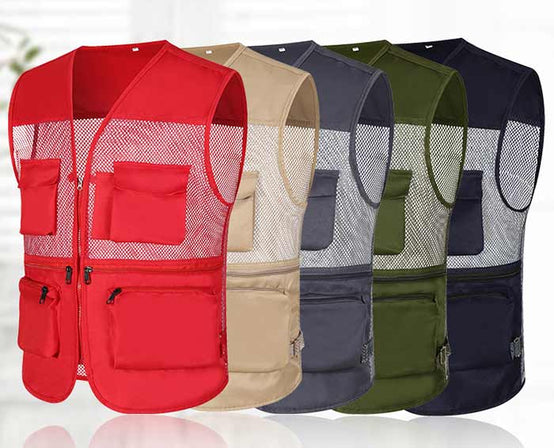 夏季多口袋義工保安團體網紋背心印logo圖案訂制 (企業訂制)