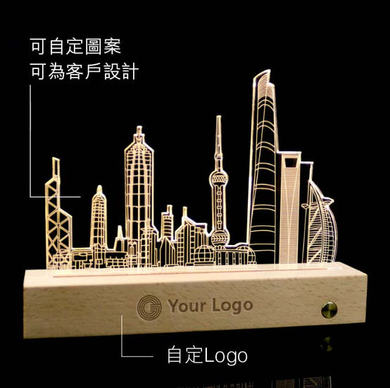 創意發光亞克力LED小夜燈印Logo圖案 (企業訂制) - Pottlife
