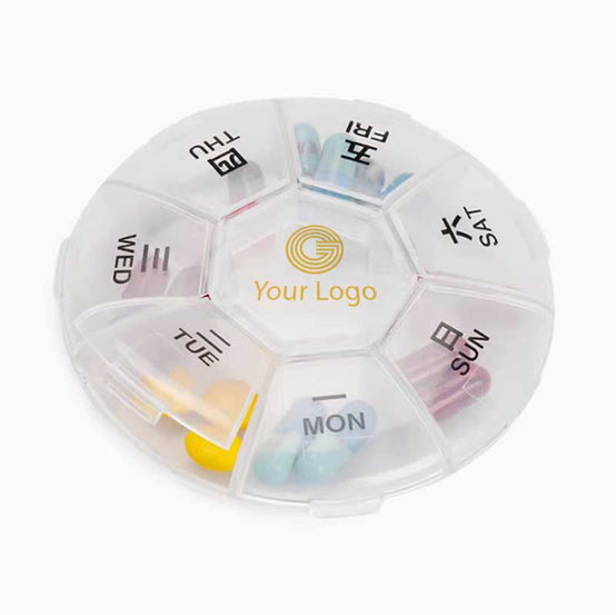 便攜式安全醫院圓形小藥盒印Logo圖案訂制