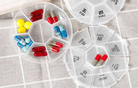 便攜式安全醫院圓形小藥盒-分格放藥