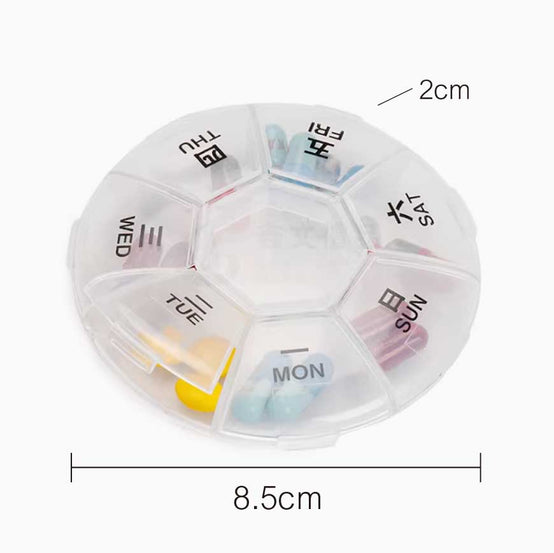 便攜式安全醫院圓形小藥盒-印有日期分格,服藥更安心