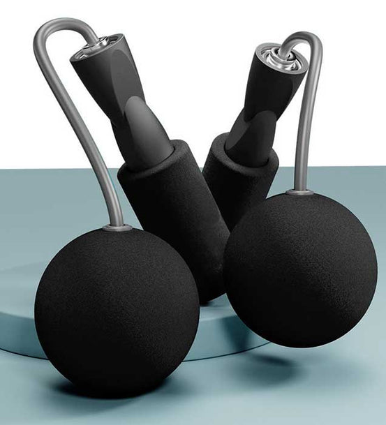 燒脂廋身健身無繩跳繩球印Logo圖案-黑