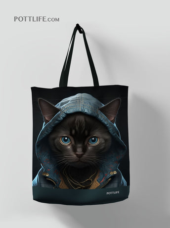 寵物圖案本地設計文化現貨Fashion Cat潮流貓舒適斜紋綿布袋 (現貨發售) - Pottlife