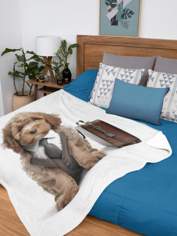 寵物潮流文化本地設計寵物圖案毛毯現貨 我不想上班(狗狗)系列: 寵物絨毛毯(春天/冷氣被，現貨發售) - Pottlife