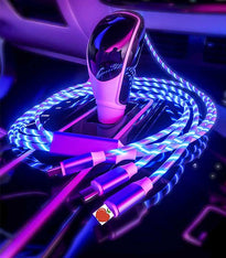 Led發光車載三合一手機數據充電線印logo圖案訂制(企業訂制)