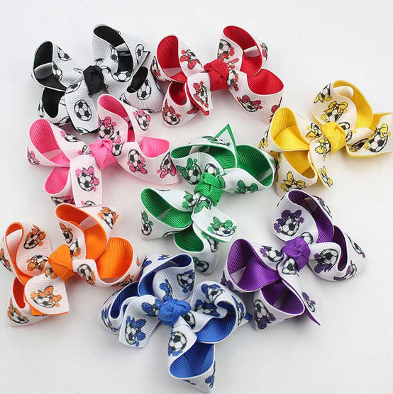 足球款3寸世界盃髮圈蝴蝶結頭飾印logo圖案訂制 (企業訂制)