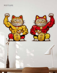 客制化健美版招財貓全身款寵物揮春訂制 (一套兩件) 2026新款