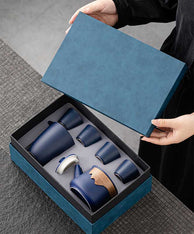 粗陶茶壺茶具盛禮盒手提箱套裝印Logo圖案訂制 (企業訂制)