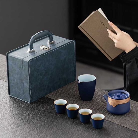 粗陶茶壺茶具盛禮盒手提箱套裝印Logo圖案訂制 (企業訂制)