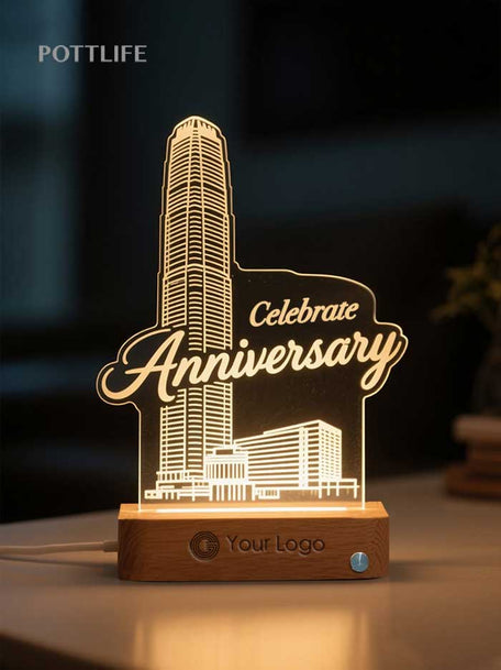 創意週年紀念亞克力LED小夜燈印Logo圖案 (企業訂制)