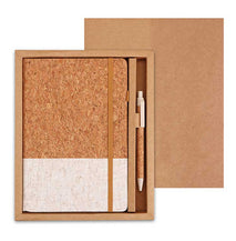 週年紀念環保軟木併布A5筆記本簽名筆禮品套裝印刷Logo圖案 (企業定制)