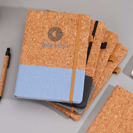 週年紀念環保軟木併布A5筆記本簽名筆禮品套裝印刷Logo圖案 (企業定制)