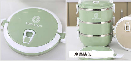 LC-0051不銹鋼304保溫加層便當餐具盒印Logo圖案(企業定制) - Pottlife