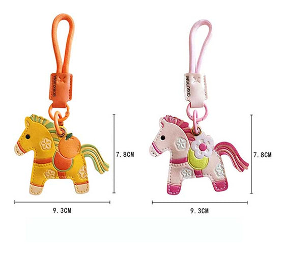 新年吉祥物PU皮革小馬匙扣掛件印刷Logo圖案 (企業定制)