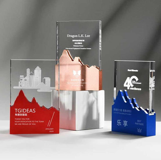 創意山峰水晶獎座印Logo圖案訂制 (企業禮品)