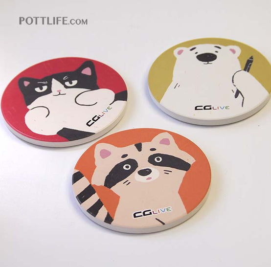 陶瓷杯墊印Logo或圖案公司制(企業訂制) - Pottlife