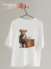 寵物潮流文化本地設計寵物圖案我不想上班狗藝術T恤(現貨發售)