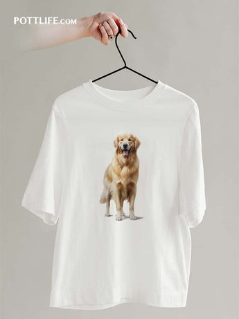 寵物潮流文化本地設計金毛尋回犬藝術T恤(現貨發售) - Pottlife