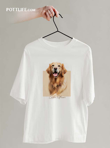 寵物潮流文化本地設計金毛尋回犬藝術T恤(現貨發售)