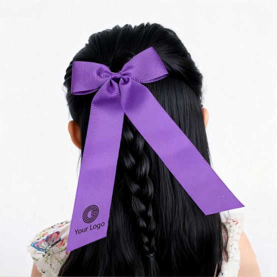 學生表演純色髮圈蝴蝶結頭飾印logo圖案訂制 (企業訂制)