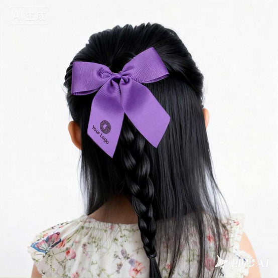 學生表演純色髮圈蝴蝶結頭飾印logo圖案訂制 (企業訂制)