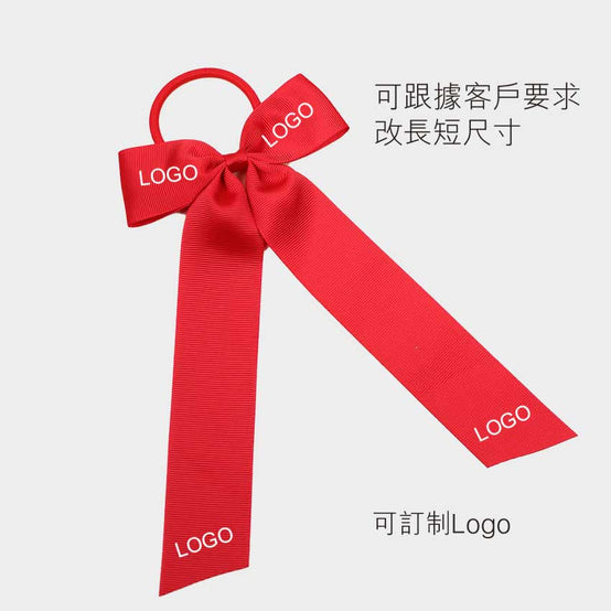 學生表演純色髮圈蝴蝶結頭飾印logo圖案訂制 (企業訂制)