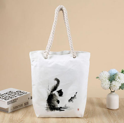 棉繩手提帆布袋Totebag印logo圖案印刷公司禮品 (企業定制)