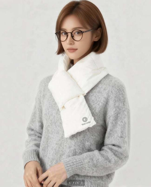 輕盈保暖時尚冬季羽絨圍巾普通版印logo圖案訂制 (企業訂制)