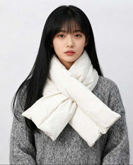 輕盈保暖時尚冬季羽絨圍巾雙條版印logo圖案訂制 (企業訂制)