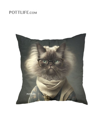寵物圖案本地設計文化現貨Fashion Cat潮流貓系列舒適毛絨綢緞抱枕 (現貨發售)