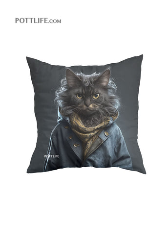 寵物圖案本地設計文化現貨Fashion Cat潮流貓系列舒適毛絨綢緞抱枕  (現貨發售, 只有套，不含枕芯) - Pottlife