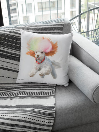寵物圖案本地設計文化現貨貴婦狗Poodle系列舒適毛絨綢緞抱枕 (現貨發售)