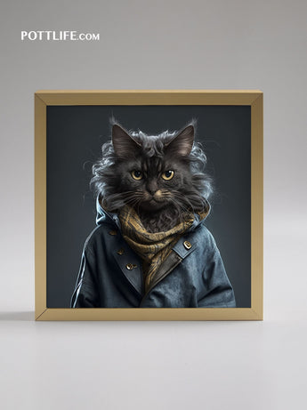 寵物潮流文化本地設計文化現貨Fashion Cat潮流貓系列油畫 | 油畫布加錶外框 (現貨)