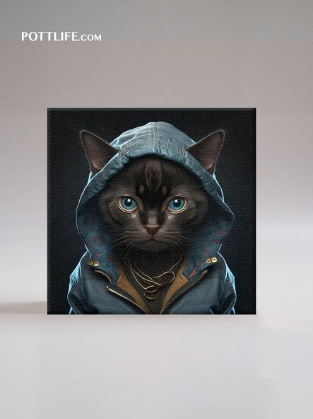 寵物潮流文化本地設計文化現貨Fashion Cat潮流貓系列油畫 | 無框油畫布 (現貨)